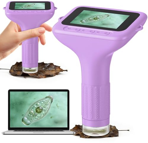 Microscopio per bambini: microscopio digitale con schermo IPS da 3, ingrandimento 1000x, microscopio portatile 1080P con 8 LED e 32 MB di memoria, microscopio tascabile USB per PC/Mac