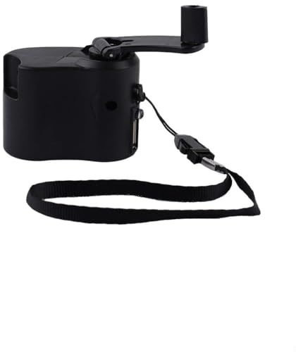 Tragbare Handkurbel USB für Ladegerät Generator, Manuelle Dynamo Mobile Powerbank mit LED-Licht, für Reisen Outdoor Geschäftsreise Büro Telefon Digitale Geräte (Schwarz)