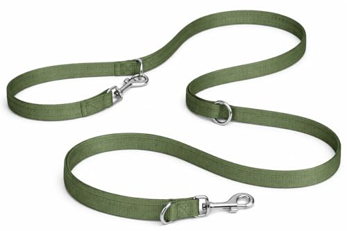 hundeleine - ziggi kaki trainingsleine - 200 cm x 25 mm - Nylon hundeleine - 3-Fach verstellbar mit karabinerhaken