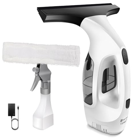 Fenstersauger Fensterputzer Fensterreiniger, Fensterreiniger mit 1,5 KPA Saugkraft, 150 ml Schmutzwassertank, 28 cm Gummilippe, 3000 mAh Akku für Fenster, IPX4 Wasserdicht,Spiegel & Fliesen