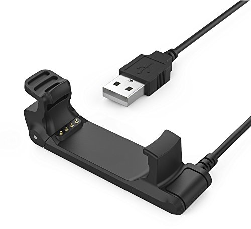MoKo Caricatore per Garmin Forerunner 220, Caricabatterie con 1m Cavo USB di Ricarica & Sync Sincronizzazione per Forerunner220 Smart Watch, Nero
