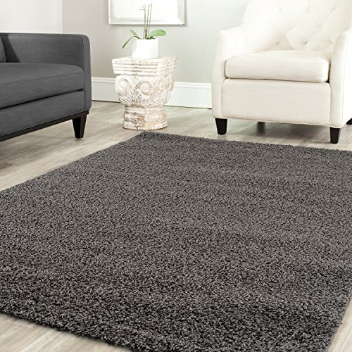 Shaggy Teppich Farbe Hochflor Langflor Teppiche Modern Uni Farben, Farbe:Anthrazit, Maße:200 cm Quadrat