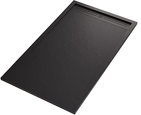 Duschwanne aus Marmorharz SCHWARZ Steinbeton GRID - Messen 90x110
