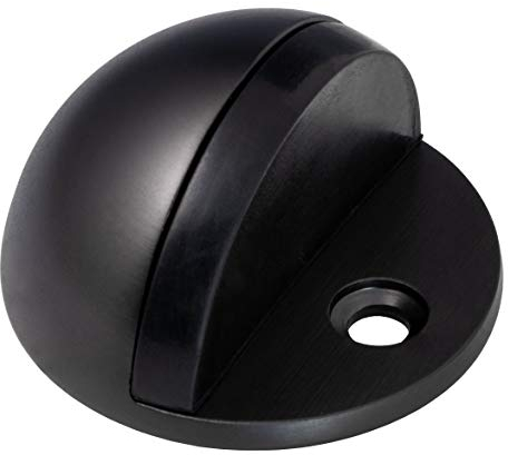 JUVA Design Boden-Türpuffer Edelstahl schwarz matt Türstopper mit Zapfen - H8039 | Gummipuffer 5 mm | Türanschlag-Puffer mit Tiefe: 44,5 mm | Höhe: 25,5 mm | 1 Stück - Boden-Türstopper für Türen