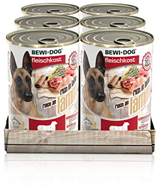 BEWI DOG Fleischkost reich an Lamm [800 g] Dose | Nassfutter für Hunde | getreidefrei | sortenrein | Muskelfleisch & Innereien mit fester Fleischstruktur | 6 x 800 g