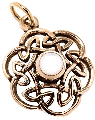 Windalf Damen Schmuck Anhänger NUADA 2.5 cm Keltischer Knoten Perlmutt Bronze