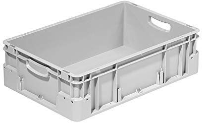 Eurobehälter 600x400x180 mm (LxBxH) | stapelbar | Wände und Boden geschlossen | Mit Handgriff | 30 Liter | aus PP-C | Premium-Qualität Made in Germany Farbe grau