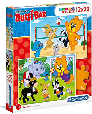 Clementoni 24762 Clementoni-24762 Supercolor Bussi Bear Jigsaw Puzzle 2 x 20 Pieces for Children, Multicoloured