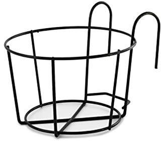 Supports de Fer Suspendus Support de Pot de Fleur Rond Balcon Étagère extérieure pour Pot de Fleur (Grand, Noir)