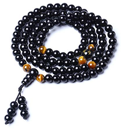 JTLB Gebetskette Kristall Tigerauge Edelstein Buddhismus Buddha Meditation, Perlenkette Baum des Lebens Armband Mala-Perlen-Armband
