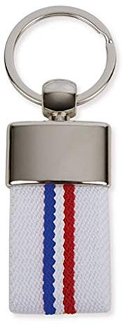 Porte-clés toile drapeau français (bleu et blanc), Blanc - Drapeau de la France, Taille Unique