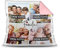 PR Print Royal Kissen mit Füllung - Fotocollage selbst gestalten mit Spruch - Familie - mit Vier eigenen Fotos - Geschenkidee Fotokissen - Farbkissen Rückseite Rosa