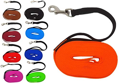 Schleppleine Fährtenleine mit Rückdämpfer 3m - 50 m für mitterle und große Hunde 20mm / 25mm breit (15m, Schwarz Gurtbreite: 20mm)