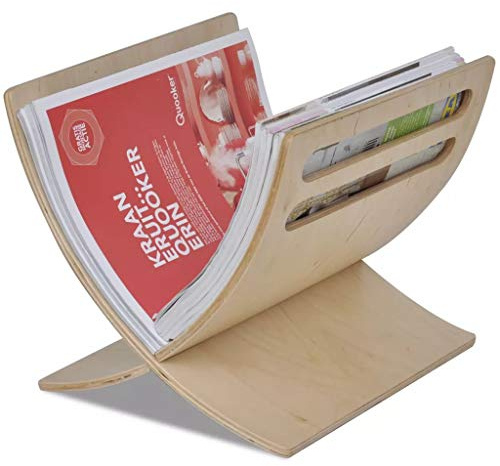 Tidyard Porte-revues design moderne en bois composite naturel/noir/blanc 29,5 x 29,5 x 26,5 cm, porte-revues de table et de bureau, porte-revues sur sol