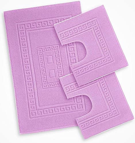 EmporioHome Tappeto 3 Pezzi Bagno Rettangolare in Cotone Scendi Doccia Alta QualitA' Made in Italy (lilla)