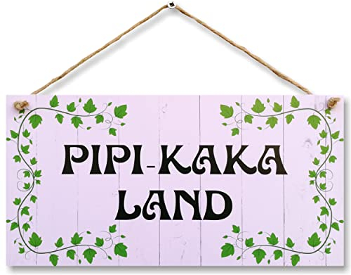 CARISPIBET Pipi-kaka land Retro vintage nostalgie Toilettenschild Deko Geschenk zum Thema Badezimmer Dekoschild Wandschild Türschild 15x30