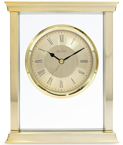 Acctim 37008 Kaminuhr, Quarzuhrwerk, römische Ziffern, Halton, Höhe 18,5 cm, goldfarben