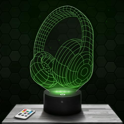 Nachttischlampe - Touch-Nachtlicht Kopfhörer 3D-LED-Lampe Illusion, Geschenkidee Weihnachten Geburtstag Junge und Mädchen Nachttischlampe Kinder- oder Erwachsenenzimmer