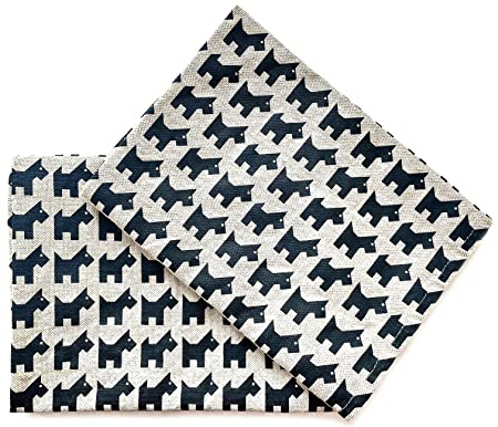 JOWOLLINA 2er-Set: Gourmet Geschirrtücher Küchentücher Handtücher Tücher 44x68 cm Halbleinen Stonewashed Bedruckt (Tangram Dog)