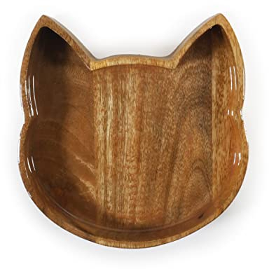 Rosewood Wooden Cat Shaped Food Bowl for Cats, 420ml Capacity