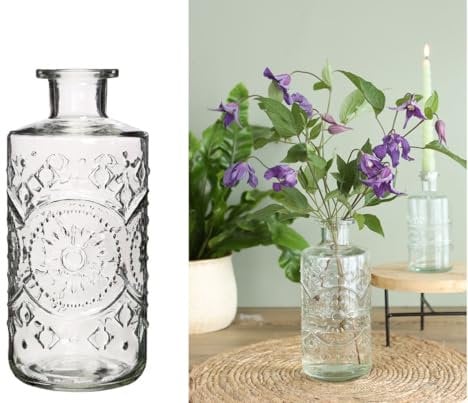 NaDeco Glasvase 'Berlin', Höhe 21cm, Durchmesser 9cm, 1 Liter, viele Farben zur Auswahl | Glas -Vase | Deko-Flaschen | Glas-Flaschen | Kleine Deko-Vasen | Kleine Flaschen, Farbe:Glasklar