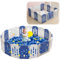 YUENFONG Laufgitter Baby Laufstall Faltbar Absperrgitter 16+2 Paneele mit Tür und Spielbrett Schutzgitter Kinderzaun für Kleinkinder und Baby(Blau Weiß)