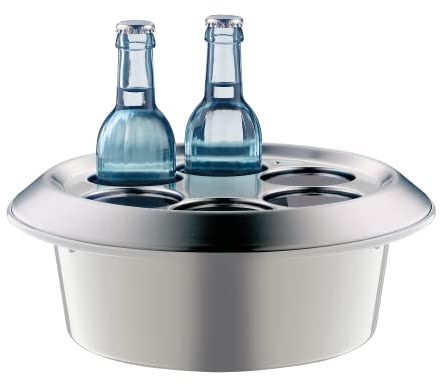 Alfi KONFERENZBOY, Coconut White Mat, Rafraîchisseur pour Conférence, en Plastique avec Couvercle en Inox, Rafraîchisseur de Table pour 6 Bouteilles Contenant Jusqu’à 0,33 l, Refroidissement Actif