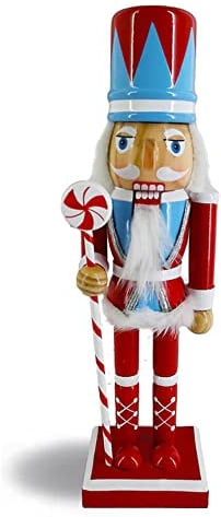 Nutcracker Ballet Gifts, Nutcracker Christmas Ornaments, Wooden Figure Decoration with Fun Candy Cane Uniform, Holiday Home Decor, Ideal Xmas Ornament, 10 Inch, Nutcracker Soldier 2