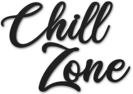 Beautiwall Chill Zone Moderne Wanddeko Metall Schwarz - Beschichtete Wandschmuck Metallbilder - Wohnzimmer Badezimmer Schlafzimmer Wand Deko Metalldekoration - Inklusive Klebestreifen
