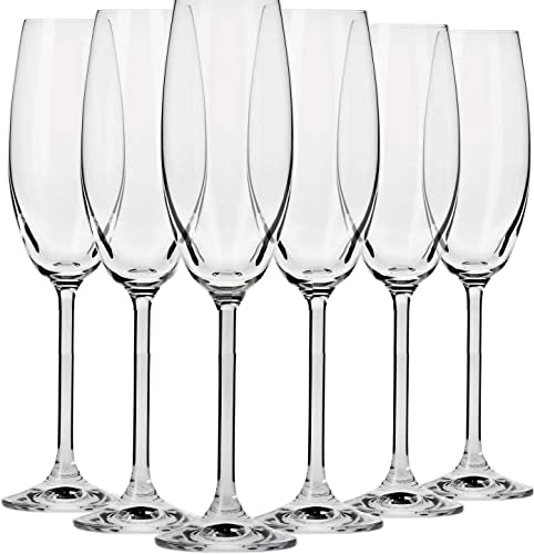 Aeisage Crystal Champagne Flute Glasses | Set of 6 | 6.8 oz | Venezia Collection | Perfect for Home, Restaurants and Parties | Dishwasher Safe