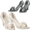 alles-meine.de GmbH 2 Stück Deko Figur Schuh - High Heels Silber & weißer Glitzer - 10 cm - Innen & Außen - bruchfest - wasserfest - Geldgeschenk - Shopping Tour - Einkaufe..