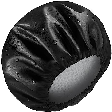 Aquior Shower Caps, Reusable Shower Cap for Women, Double Layer Waterproof Hair Cap, Large Size for All Hair Lengths,for Girls Spa Home Salon Use (Black)