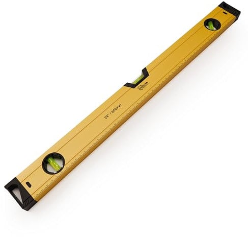 Wasserwaage 60 cm magnetisch, für Profi und Heimwerker geeignet, Magnetwasserwaage mit drei Libellen und 60cm Lineal, aus Aluminium (60cm)