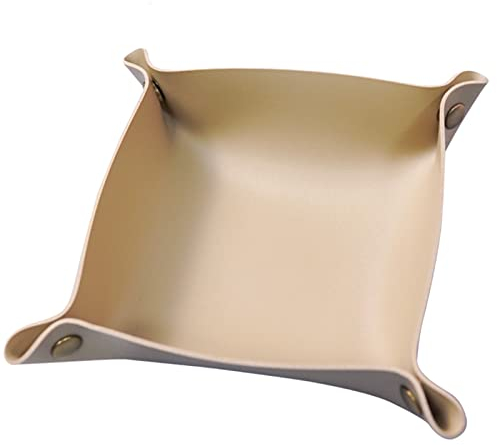 Banugo Leder-Tablett, kleines Auffangtablett, Schreibtisch-Aufbewahrungs-Organizer, EDC-Dump-Tablett für Schlüssel, Telefon, Schmuck, Geldbörse, Münzen, Uhr (Khaki-S)