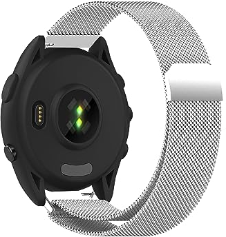 MiRowy 22mm Metall Armband für Garmin Venu 3/Garmin Forerunner 265/Forerunner 255/255 Music Armbänder, Magnetisch Edelstahl Uhrenarmband Ersatzband für Garmin Vivoactive 4/Garmin Venu 2 - Silber