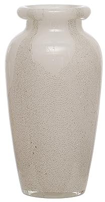 Bloomingville Vase, rund, Kunstglas, 14 cm, Weiß und Grau