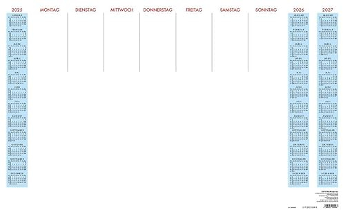 Zettler - Schreibunterlage 2025, 59,5x37cm, Unterlage mit 36 Blatt, Dreijahresübersicht, Einteilung für tägliche Notizen und deutsches Kalendarium