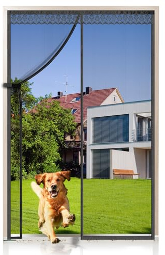 EXTSUD Fiberglas Magnet Fliegengitter Tür 110x210cm Magnetvorhang Insektenschutz Balkontür,Kratzfest,Stärkere Magneten Fliegenvorhang für Balkontür,Kellertür und Terrassentür