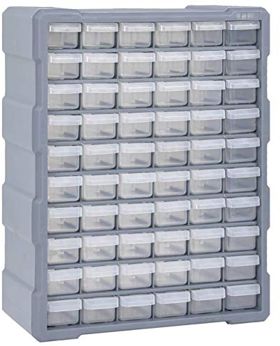 Gecheer Multi-Schubladen-Organizer, 60 Schubladen 38x16x47,5 cm schlagfester Kunststoff, Sortierbox für Werkstatt, Garage, Handwerkzeuge, Befestigungselemente
