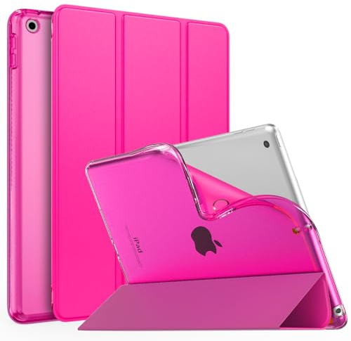 MoKo Cover per Nuovo iPad 10,2 iPad 9a generazione 2021/8a/7a Gen. 2022/2019, Custodia Ultra Sottile Leggero Tri-fold Auto Sveglia/Sonno con Retro Semi-trasparente in TPU, Pitaya Rosso