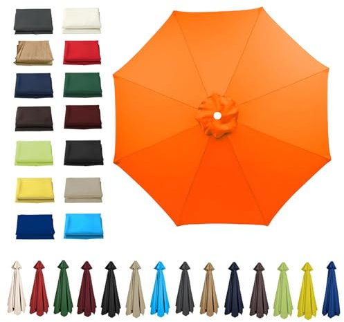 HonunGron Anti UV 50+ Auvent De Remplacement pour Parasol 2m/2,7m/3m, 6 Baleines/8 Baleines Toile De Parasol Déporté Remplacement pour Cour,Jardin,Plage,Terrasse (2.7m - 6 Ribs,Orange)