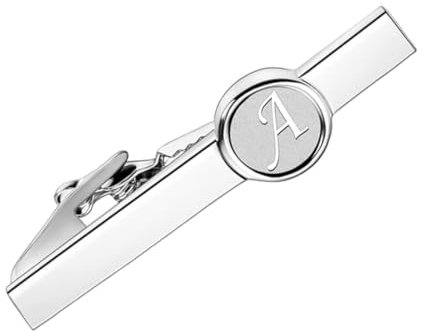 Pinces à cravate, Pince à cravate avec initiale A, Acier Inoxydable Pince à Cravate avec lettre de l'alphabet, Pince à Cravate Personnalisée Skinny, pour Homme, Affaires, Marié, Mariage, Argent