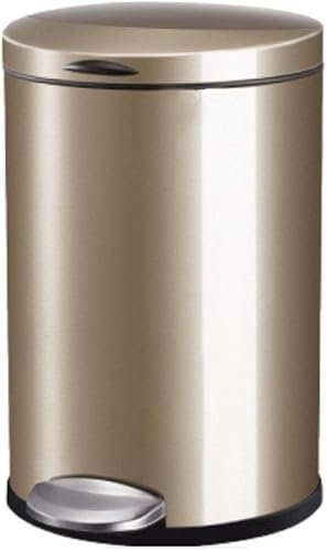 ININOSNP Papierkorb, Fußpedal, Edelstahl-Papierkorb, Haushalt, Wohnzimmer, Küche, Schlafzimmer, Badezimmer, runder Papierkorb, 5 l, 9 l, 12 l(12L)