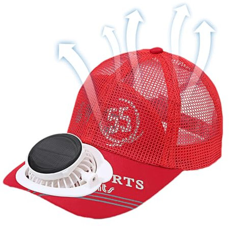 Sombrero De Ventilador con Energía Solar, Gorra De Béisbol con Ventilador Solar, Sombrero De Verano con Ventilador, Gorra De Béisbol para Hombre con Ventilador Solar, Sombrero De Ventilador, Rojo