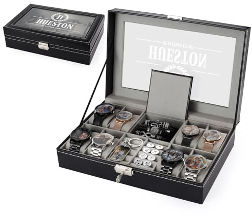 Glimmerday Personalisierte Uhrenbox - Aufbewahrungsbox - Uhrenbox für 2 bis 10 Uhren mit Gravur, Kreatives Geschenk für Männer Personalisiertes Motiv Initialen Name