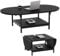 SAYGOER Black Coffee Table Modern Extended Coffee Tables with Storage for Living Room 2-Tier Unique Center Table with Two Foldable Panel for Any Large or Small Space, All Black
