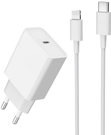 Caricatore per iPhone 14/14 Plus/14 Pro/14 Pro Max /13/12/11/XS/XR/X/SE Presa Carica Muro Ricarica, 25W USB-C Rapido Caricabatterie con Cavo 1.5M e Tipo C Adattatore Spina, Alimentatore