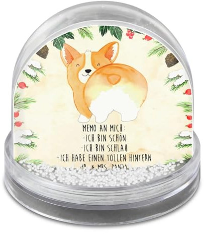 Mr. & Mrs. Panda Weihnachtskugel Corgi Po - Geschenk, Schneekugel Weihnachten, Weihnachts, Corgie, Sprüche, Hund, Positiv, Spruch, Schüttelkugel