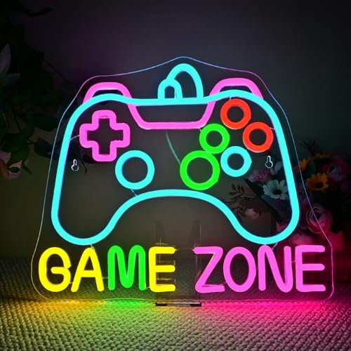 Wanxing Game Zone Neon Sign, Wall Game LED Sign, Game Neon Sign for Game Zone Party Room Decoration Shop Home Kitchen Wall Decoration Bar Restaurant Club Business Party