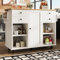 boorbin Moderna isla de cocina, armario de cocina, armario de comedor con vetas de madera, con espacio de almacenamiento multifuncional y separadores extraíbles (blanco, 127 x 46 x 91,5 cm)